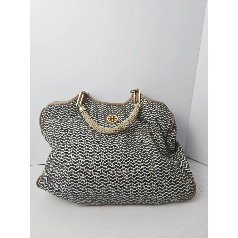 Tory Burch nautical blue stripe rope bag‎ tote
